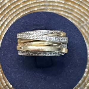 Стилен пръстен от жълто и бяло злато